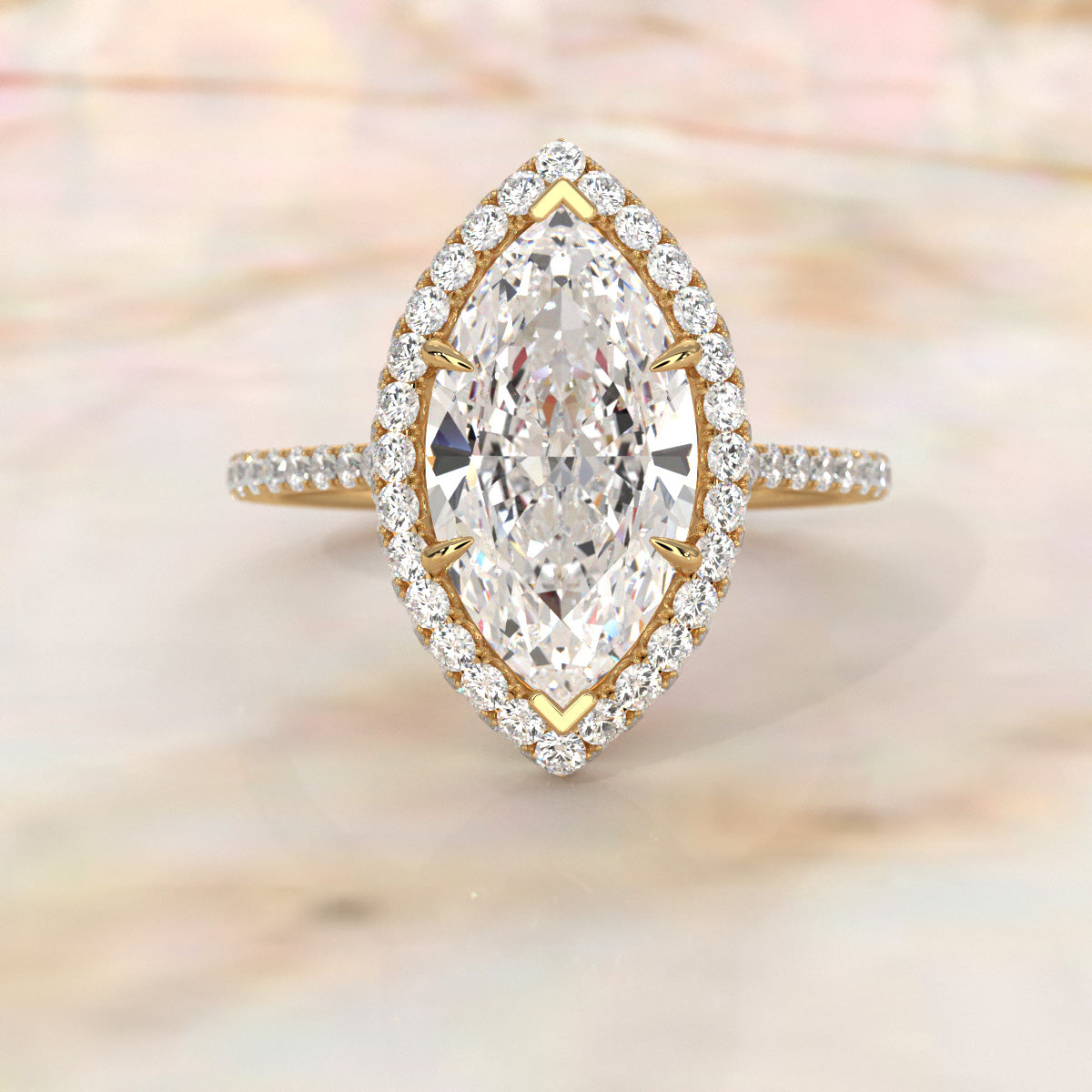 Double Halo Lab Grown Diamond Engagement Ring IGI Certified 2.53 Ctw.